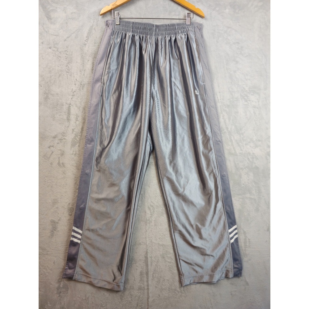 Vintage 2001 Adidas Team Mens XL Gray Breakaway Snap Tear Away Track Pants Satin